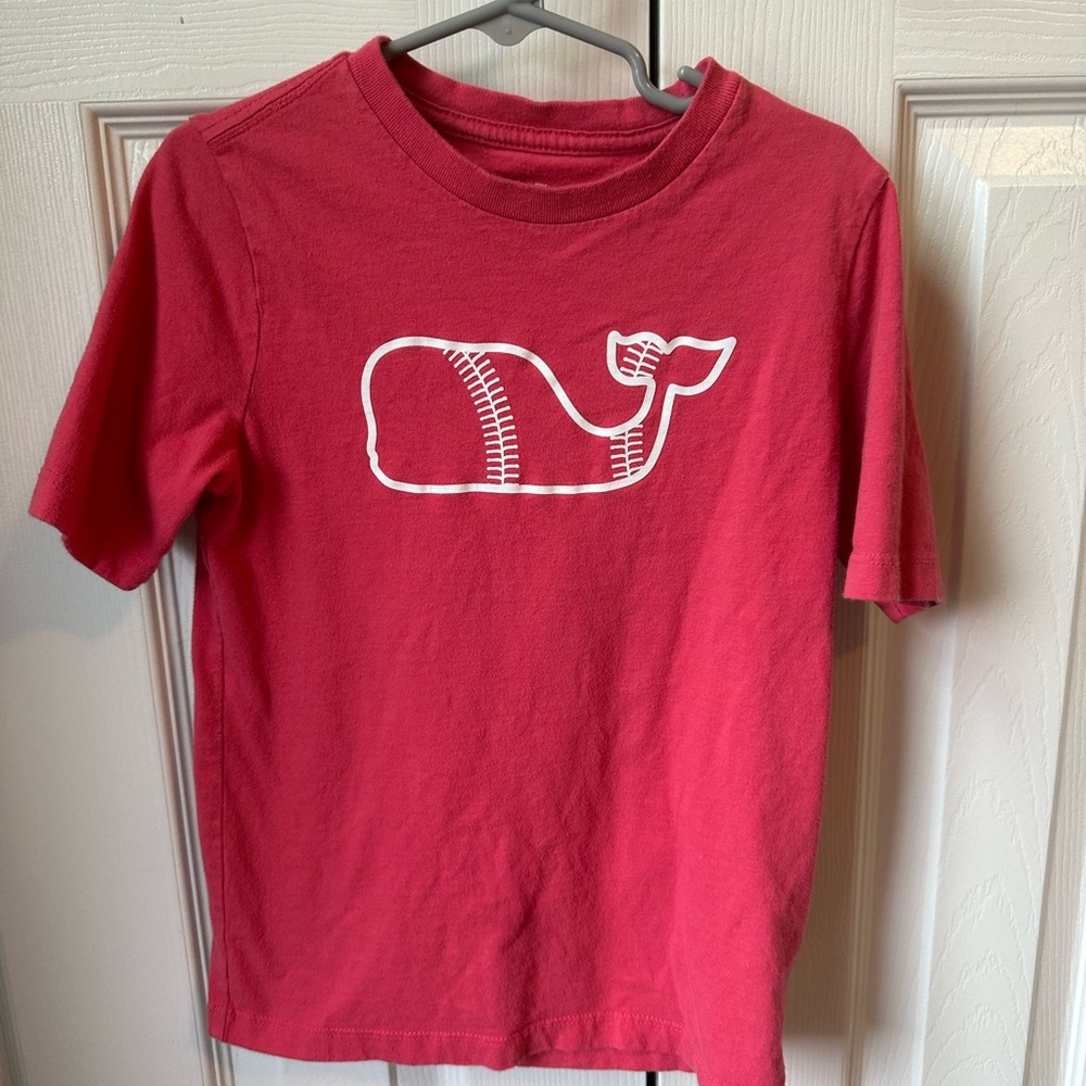 Vineyard Vines Red Kids Tee with Whale Graphic